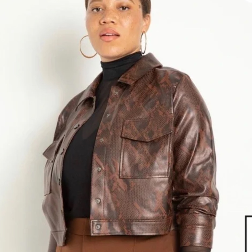 NEVER BEEN WORN Eloquii Cropped Snakeskin Jacket, Size 18